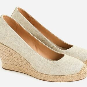 J. Crew Seville espadrille wedges in metallic canvas